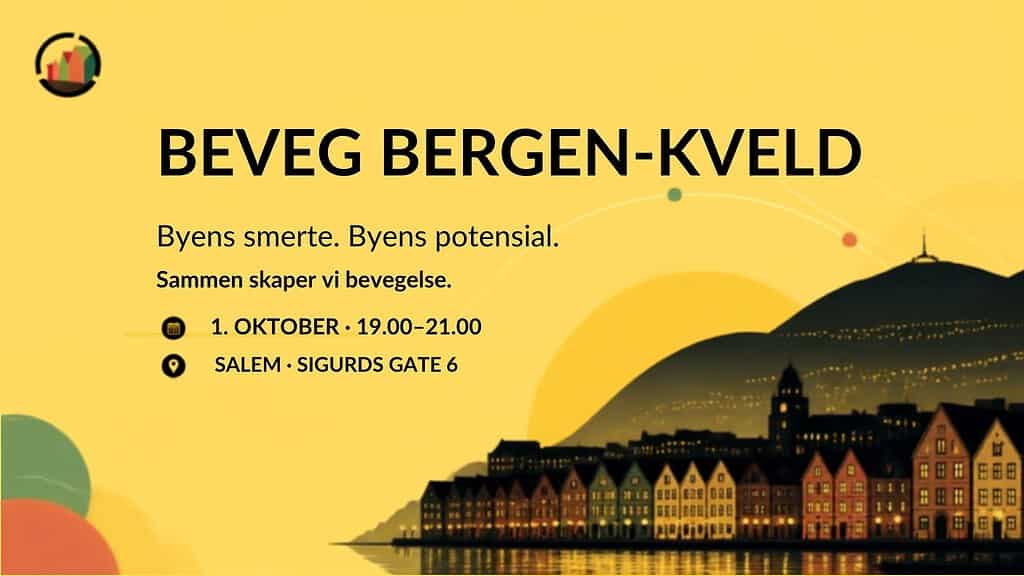 Grafikk for Beveg Bergen-kveld 1. oktober 2026 med Bryggen i Bergen